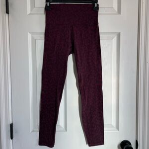 Lululemon Align High Rise Leggings Burgundy Animal Print Size 4